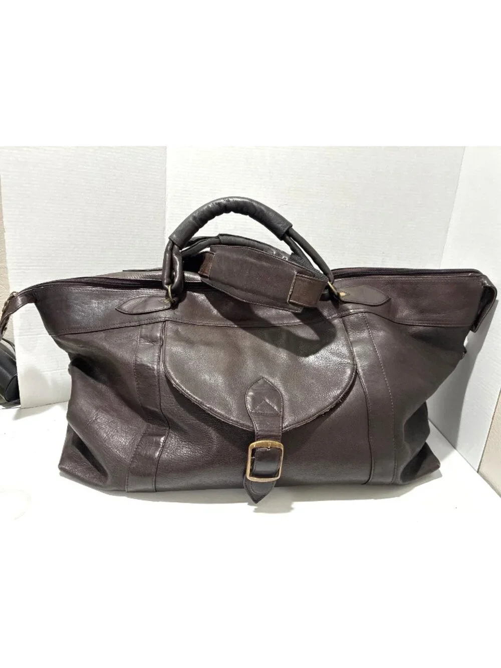 DAVID KING COLOMBIAN LEATHER 25' TOP ZIP WEEKENDER DUFFEL BAG CHOCOLATE